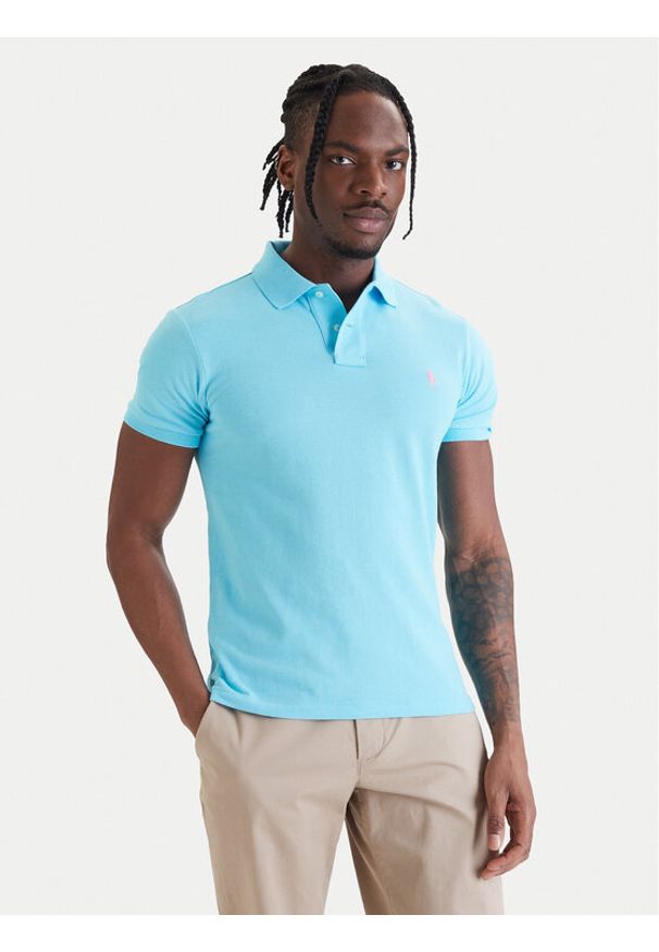 Polo Ralph Lauren Polo Core Replen 710795080 Niebieski Slim Fit. Typ kołnierza: polo. Kolor: niebieski. Materiał: bawełna