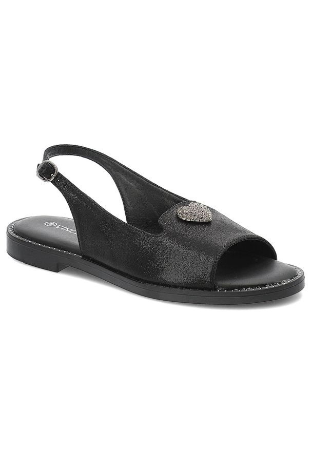 Czarne Sandały Vinceza Lekkie Eleganckie Obuwie Damskie. Okazja: na co dzień. Zapięcie: pasek. Kolor: czarny. Materiał: materiał. Sezon: lato. Styl: elegancki