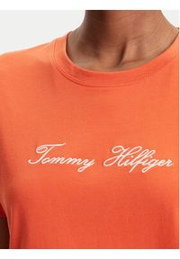 TOMMY HILFIGER - Tommy Hilfiger T-Shirt Script WW0WW45746 Pomarańczowy Regular Fit. Kolor: pomarańczowy. Materiał: bawełna #4