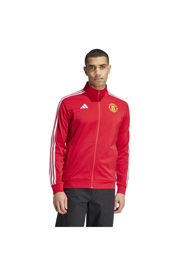 Adidas - Bluza Manchester United DNA 2024/25. Kolor: czerwony. Materiał: dresówka, materiał. Sport: piłka nożna