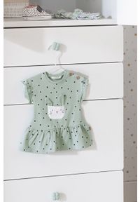 Mayoral Newborn sukienka bawełniana dziecięca kolor zielony mini rozkloszowana. Kolor: zielony. Materiał: bawełna. Typ sukienki: rozkloszowane. Długość: mini