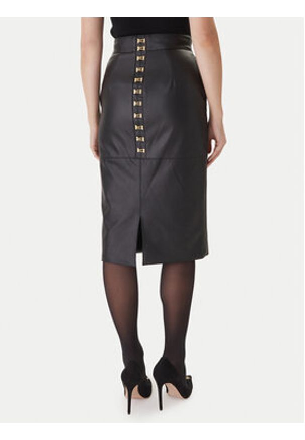 Elisabetta Franchi Spódnica z imitacji skóry GO-145-57E2 Czarny Regular Fit. Kolor: czarny. Materiał: syntetyk