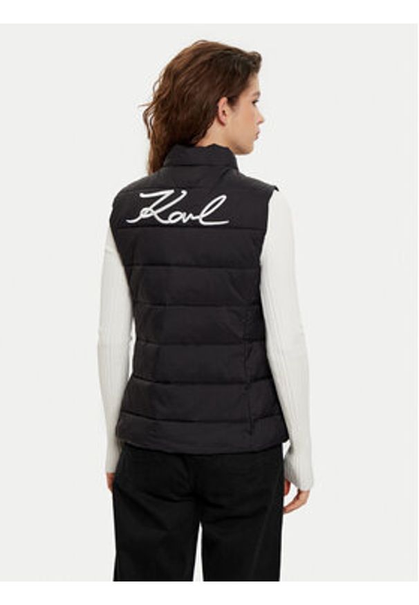 Karl Lagerfeld - KARL LAGERFELD Bezrękawnik 246W1512 Czarny Slim Fit. Typ kołnierza: dekolt w karo. Kolor: czarny. Materiał: syntetyk. Długość rękawa: bez rękawów