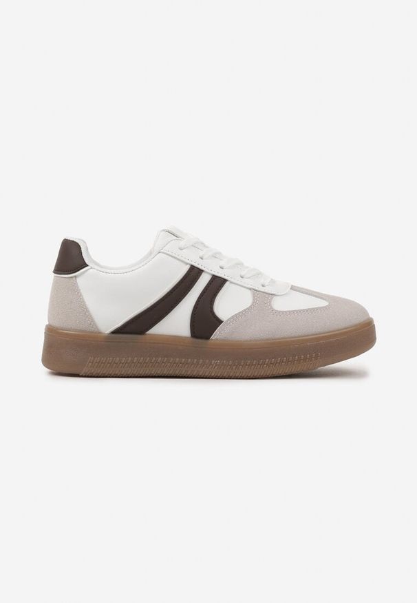 Renee - Biało-Brązowe Sneakersy Klasyczne Tenisówki Setinora. Nosek buta: okrągły. Kolor: biały. Materiał: jeans