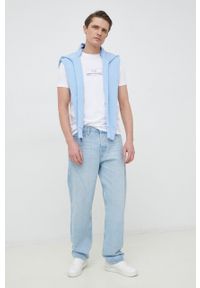 TOMMY HILFIGER - Tommy Hilfiger bluza męska kolor niebieski z kapturem gładka. Typ kołnierza: kaptur. Kolor: niebieski. Materiał: bawełna, materiał. Długość rękawa: długi rękaw. Długość: długie. Wzór: gładki #4