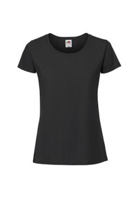 FRUIT OF THE LOOM - Koszulka Damska Iconic 195 Premium Ringspun Cotton T-shirt. Kolor: czarny. Sport: turystyka piesza