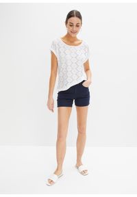 bonprix - Shirt z ażurowym haftem. Kolor: biały. Wzór: ażurowy, haft #3