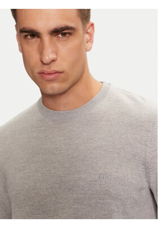 BOSS - Boss Sweter Botto-L 50476364 Szary Regular Fit. Kolor: szary. Materiał: wełna