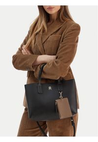 TOMMY HILFIGER - Tommy Hilfiger Torebka Th Icon Mini Tote AW0AW18233 Czarny. Kolor: czarny. Materiał: skórzane #1