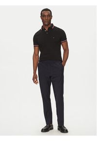TOMMY HILFIGER - Tommy Hilfiger Polo Tipped MW0MW37346 Czarny Slim Fit. Typ kołnierza: polo. Kolor: czarny. Materiał: bawełna #4