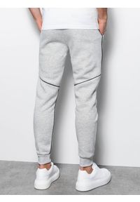 Ombre Clothing - Spodnie męskie dresowe joggery z kontrastowymi elementami - szary melanż V5 OM-PASK-22FW-001 - XXL. Kolor: szary. Materiał: dresówka. Wzór: melanż