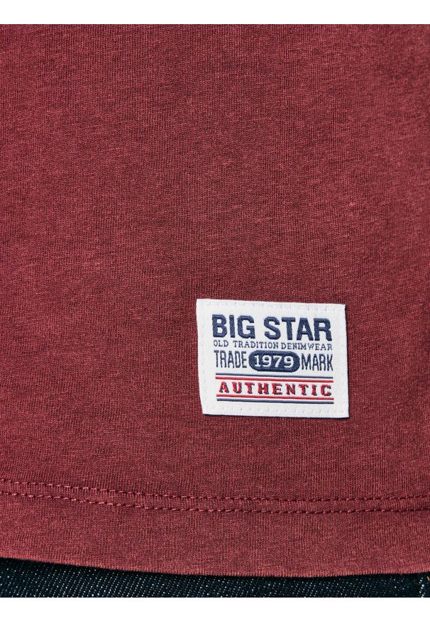 Big-Star - Koszulka męska z nadrukiem bordowa Teller 604. Okazja: na co dzień. Kolor: czerwony. Materiał: dzianina, tkanina, materiał, skóra, żakard, jeans. Wzór: nadruk. Styl: casual, vintage, klasyczny, elegancki
