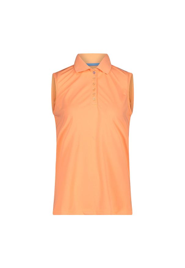 Damska koszulka polo bez rękawów CMP. Typ kołnierza: polo. Kolor: pomarańczowy. Długość rękawa: bez rękawów