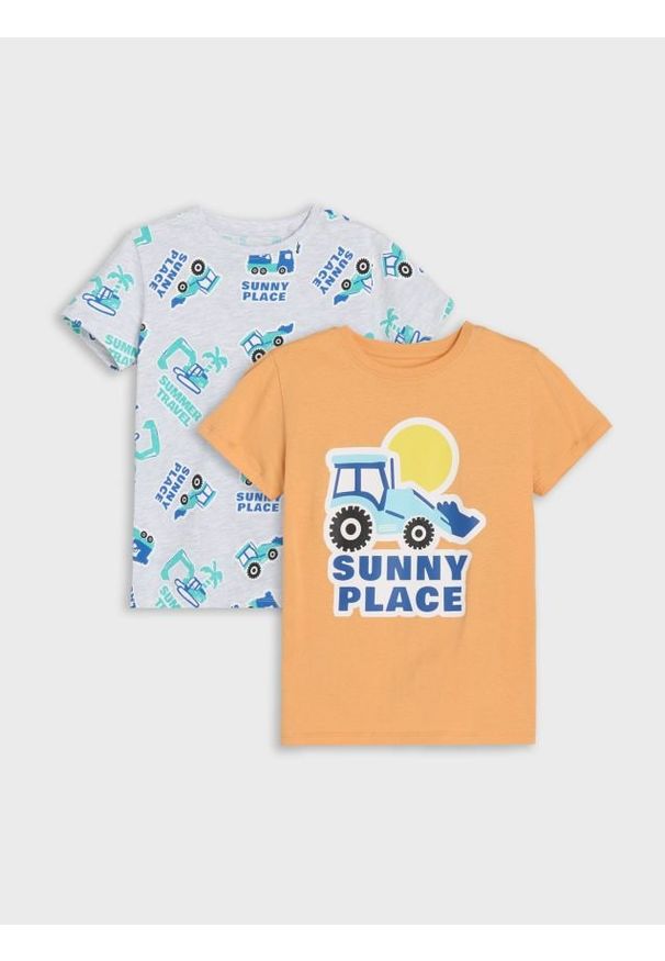 Sinsay - Koszulki 2 pack - pomarańczowy. Kolor: pomarańczowy