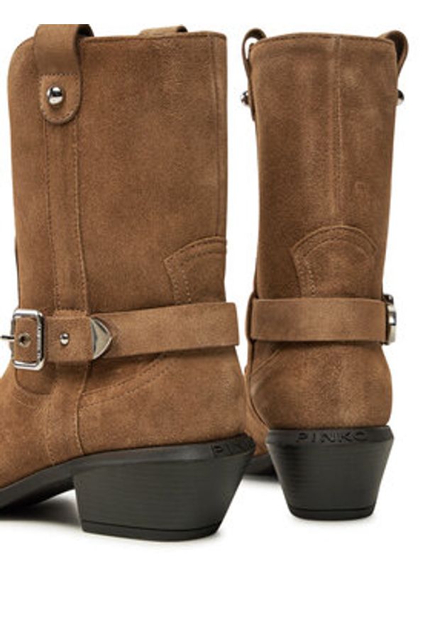 Pinko - PINKO Kowbojki Tex 08 SD0197P002 Brązowy. Kolor: brązowy. Materiał: zamsz, skóra