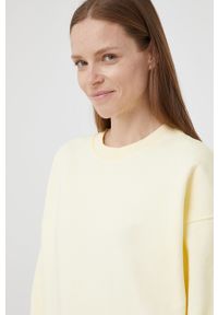 United Colors of Benetton bluza bawełniana damska kolor żółty gładka. Kolor: żółty. Materiał: bawełna. Wzór: gładki #2