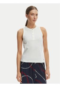 TOMMY HILFIGER - Tommy Hilfiger Top WW0WW49251 Écru Slim Fit. Kolor: kremowy. Materiał: bawełna #1