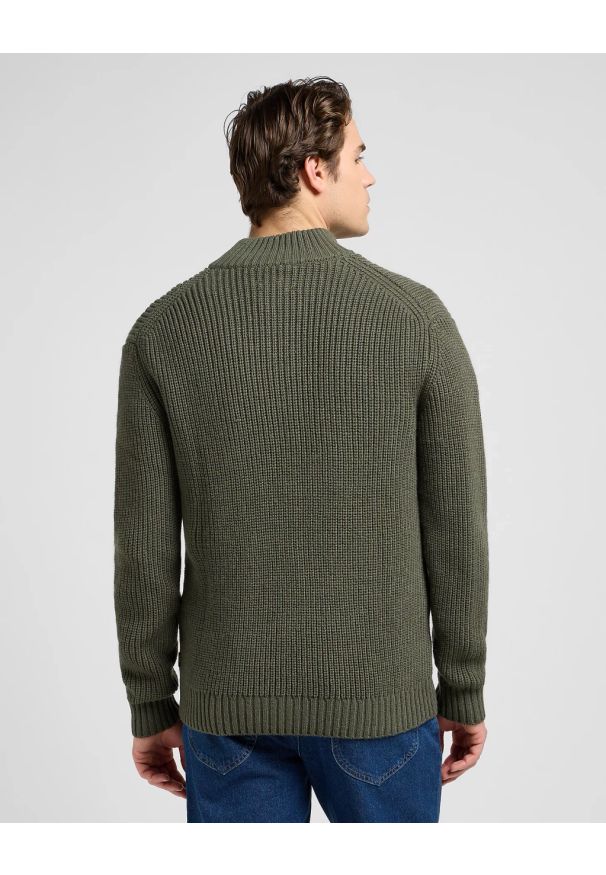 Lee - MESKI SWETER LEE CLEAN HALF ZIP KNIT OLIVE GRAY 112370539