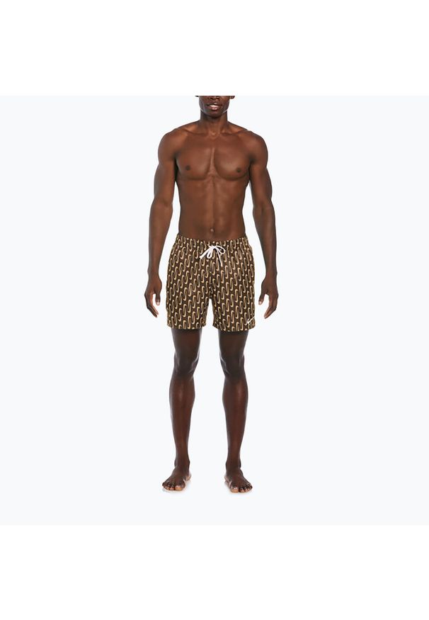 Nike Swim - Szorty kąpielowe męskie Nike Swoosh Link 5" Volley. Kolor: brązowy