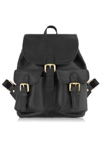 Plecak damski czarny PAOLO PERUZZI T-16-BL skórzany. Kolor: czarny. Materiał: skóra. Styl: elegancki, klasyczny, retro, vintage #1
