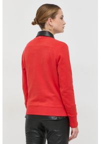 BOSS bluza bawełniana 50468357 damska kolor czerwony z nadrukiem. Kolor: czerwony. Materiał: bawełna. Długość rękawa: długi rękaw. Długość: długie. Wzór: nadruk #3