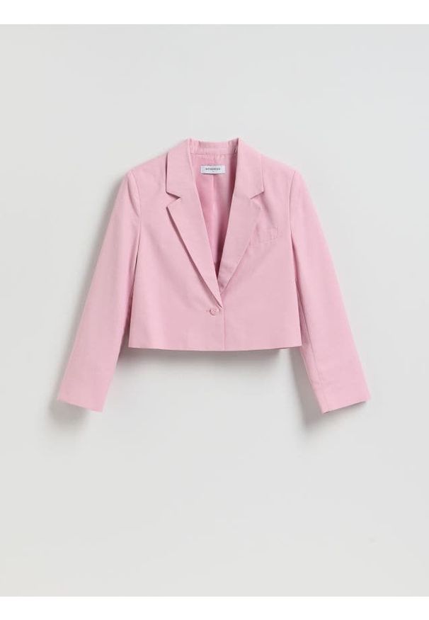 Reserved - Krótka marynarka - pastelowy róż. Kolor: różowy. Materiał: tkanina. Długość: krótkie
