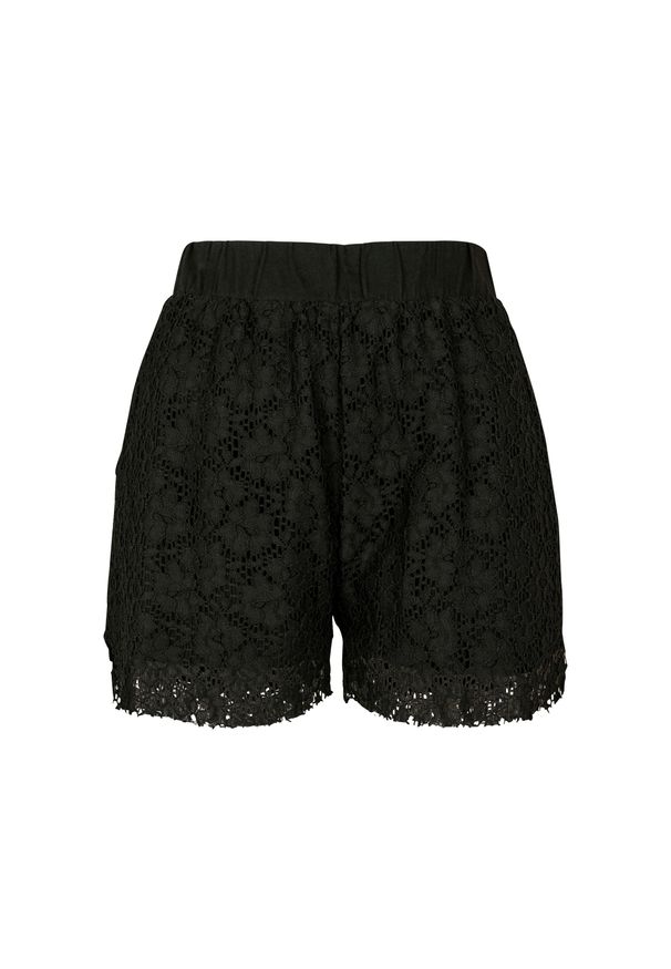 Urban Classics - Damskie Szorty z klasyczną sznurówką. Kolor: czarny. Materiał: koronka. Długość: krótkie
