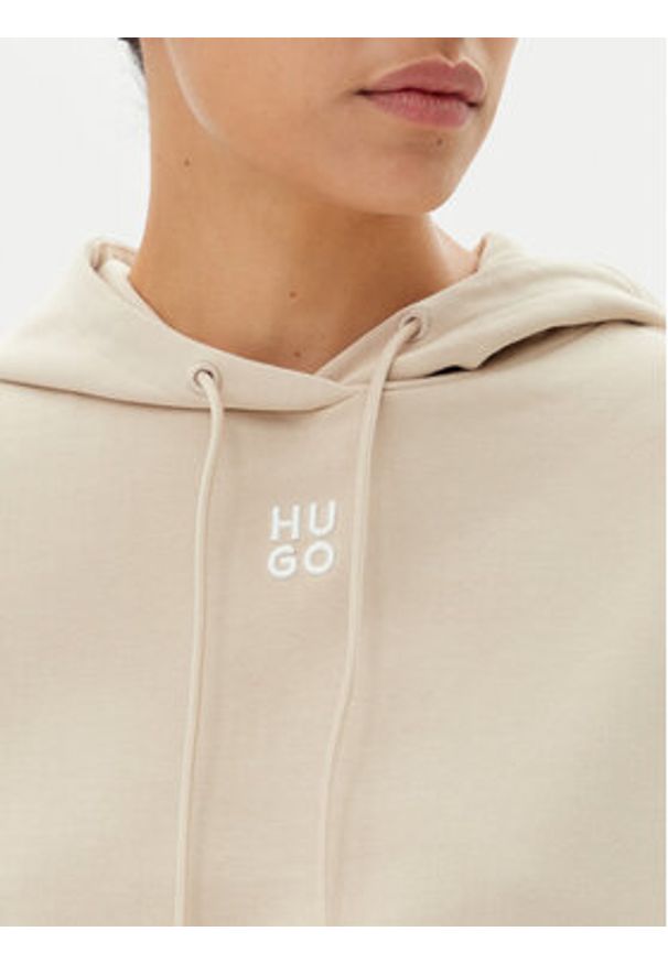 Hugo - HUGO Bluza Delfinia 50522423 Beżowy Regular Fit. Kolor: beżowy. Materiał: bawełna