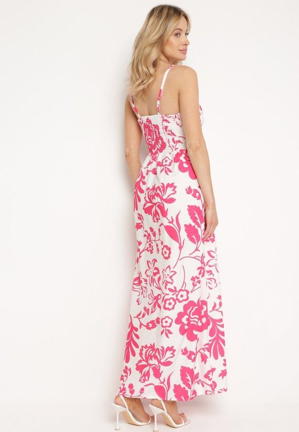 Born2be - Fuksjowa Sukienka na Regulowanych Ramiączkach z Gumkami na Plecach Ściągana Troczkiem Harnela. Okazja: na co dzień. Kolor: różowy. Długość rękawa: na ramiączkach. Typ sukienki: proste. Styl: casual, elegancki, klasyczny