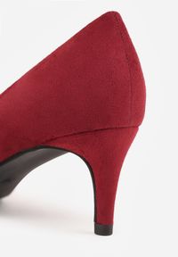 Born2be - Bordowe Klasyczne Czółenka na Szpilce Ovirissa. Okazja: na spotkanie biznesowe, do pracy. Kolor: czerwony. Materiał: futro. Wzór: aplikacja. Obcas: na szpilce. Styl: klasyczny #8