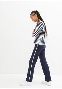 bonprix - Spodnie z bawełnianego dżerseju ze stretchem. Kolor: niebieski. Materiał: jersey, bawełna. Styl: sportowy #2