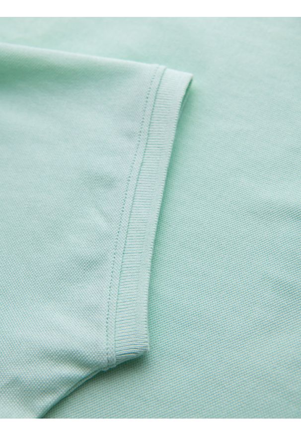 Ombre Clothing - Koszulka polo z bawełnianej dzianiny pique – miętowa V1 - Rozmiar: L. Okazja: na co dzień. Typ kołnierza: polo. Kolor: miętowy. Materiał: bawełna, dzianina. Długość rękawa: krótki rękaw. Długość: krótkie. Wzór: haft. Styl: casual, elegancki