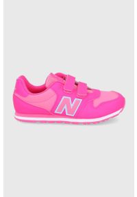 New Balance Buty dziecięce kolor różowy. Nosek buta: okrągły. Zapięcie: rzepy. Kolor: różowy. Materiał: guma