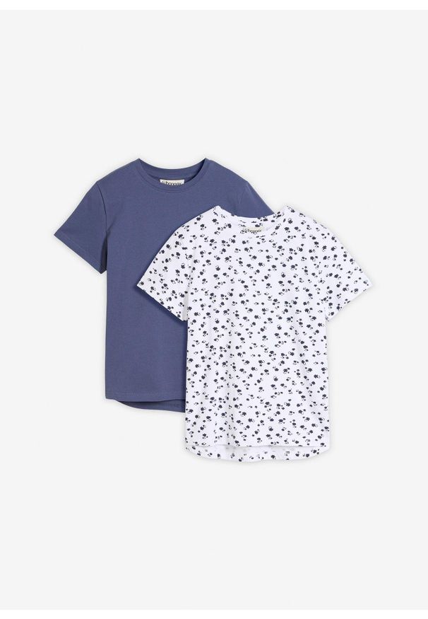 bonprix - T-shirt z elastycznej bawełny organicznej (2 szt.). Okazja: na co dzień. Kolor: biały. Materiał: bawełna. Długość rękawa: krótki rękaw. Długość: krótkie. Wzór: nadruk, jednolity. Styl: casual