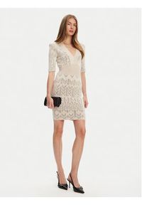 Marciano Guess Sukienka dzianinowa 5YGK20 5877Z Beżowy Slim Fit. Kolor: beżowy. Materiał: wiskoza
