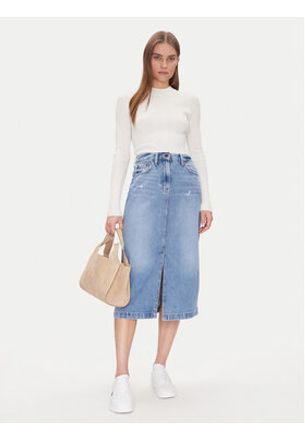 Tommy Jeans Spódnica jeansowa Claire Midi Skirt Bi8036 DW0DW21292 Niebieski Regular Fit. Kolor: niebieski. Materiał: bawełna
