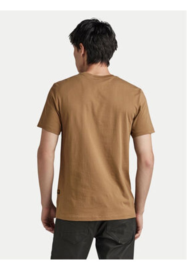 G-Star RAW - G-Star Raw T-Shirt Distressed D24420-336-7172 Brązowy Slim Fit. Kolor: brązowy. Materiał: bawełna