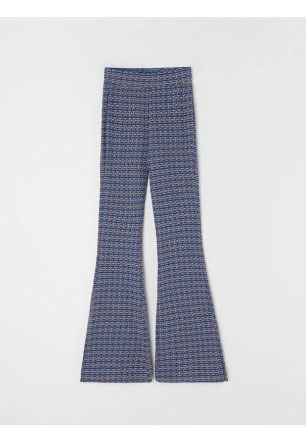 Sinsay - Wzorzyste spodnie flare - niebieski. Kolor: niebieski