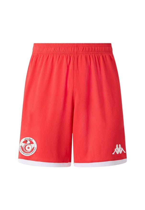 Kappa - Szorty Tunizja Kombat Ryder Pro 2025/26. Kolor: czerwony, wielokolorowy, biały. Sport: piłka nożna