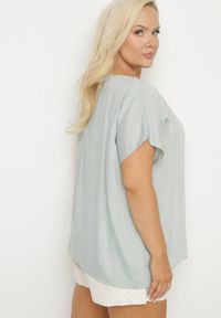 Born2be - Jasnozielona Bluzka z Wiskozą Wiązana przy Dekolcie Dovarelle. Okazja: na co dzień. Kolekcja: plus size. Kolor: zielony. Materiał: wiskoza. Długość rękawa: krótki rękaw. Długość: krótkie. Styl: elegancki, casual #7