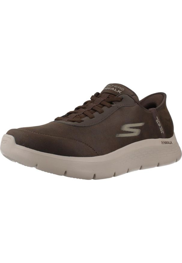 skechers - Kapcie SKECHERS SLIP - INS GO WALK FLEX - SMOOT Brązowy. Kolor: brązowy. Materiał: materiał. Model: Skechers Sport. Sport: turystyka piesza