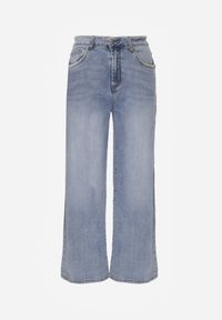 Renee - Niebieskie Szerokie Jeansy High Waist z Przeszyciami Tryphile. Okazja: na co dzień. Stan: podwyższony. Kolor: niebieski. Styl: casual, elegancki #2