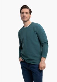 Volcano - Longsleeve męski L-FAR. Okazja: na co dzień. Kolor: turkusowy. Materiał: prążkowany, dzianina, bawełna. Długość rękawa: długi rękaw. Długość: długie. Wzór: ze splotem. Styl: casual, klasyczny #1