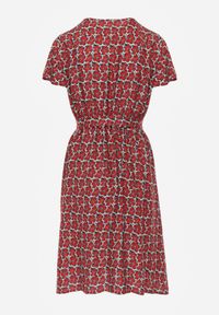 Renee - Czerwona Letnia Sukienka Kopertowa Wiązana w Pasie z Wiskozy Meridase. Kolor: czerwony. Materiał: wiskoza. Sezon: lato. Typ sukienki: kopertowe #2