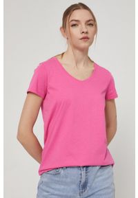 medicine - Medicine - T-shirt bawełniany Basic. Okazja: na co dzień. Kolor: różowy. Materiał: bawełna. Wzór: gładki. Styl: casual #1