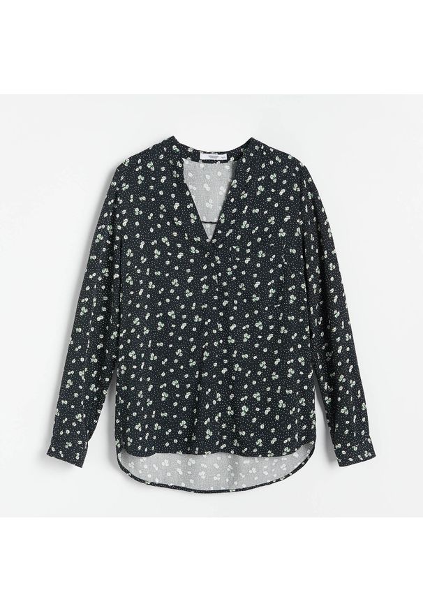 Reserved - Wzorzysta bluzka z EcoVero™ - Czarny. Kolor: czarny