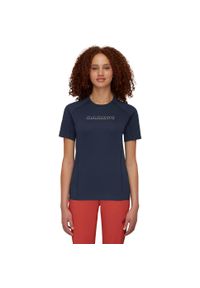 Koszulka sportowa damska Mammut Selun Fl Logo. Kolor: niebieski. Materiał: poliester, bawełna. Długość rękawa: krótki rękaw. Długość: krótkie. Sport: turystyka piesza