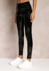 Renee - Czarne Legginsy Lakierowane Erpholnen. Stan: podwyższony. Kolor: czarny. Materiał: lakier. Długość: długie. Wzór: jednolity. Styl: rockowy #4
