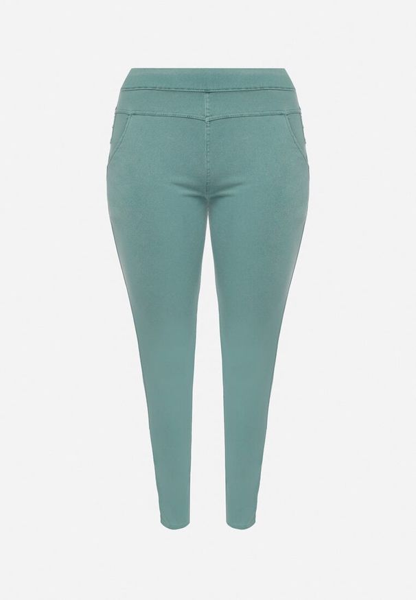 Born2be - Jasnozielone Spodnie z Gumką w Talii i Prostymi Nogawkami Lotlipa. Okazja: na spotkanie biznesowe, na co dzień. Kolekcja: plus size. Kolor: zielony. Styl: elegancki, casual, biznesowy