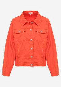 Renee - Pomarańczowa Jeansowa Kurtka z Bawełny Perilopei. Okazja: na co dzień. Kolekcja: plus size. Kolor: pomarańczowy. Materiał: bawełna, jeans. Styl: casual #7